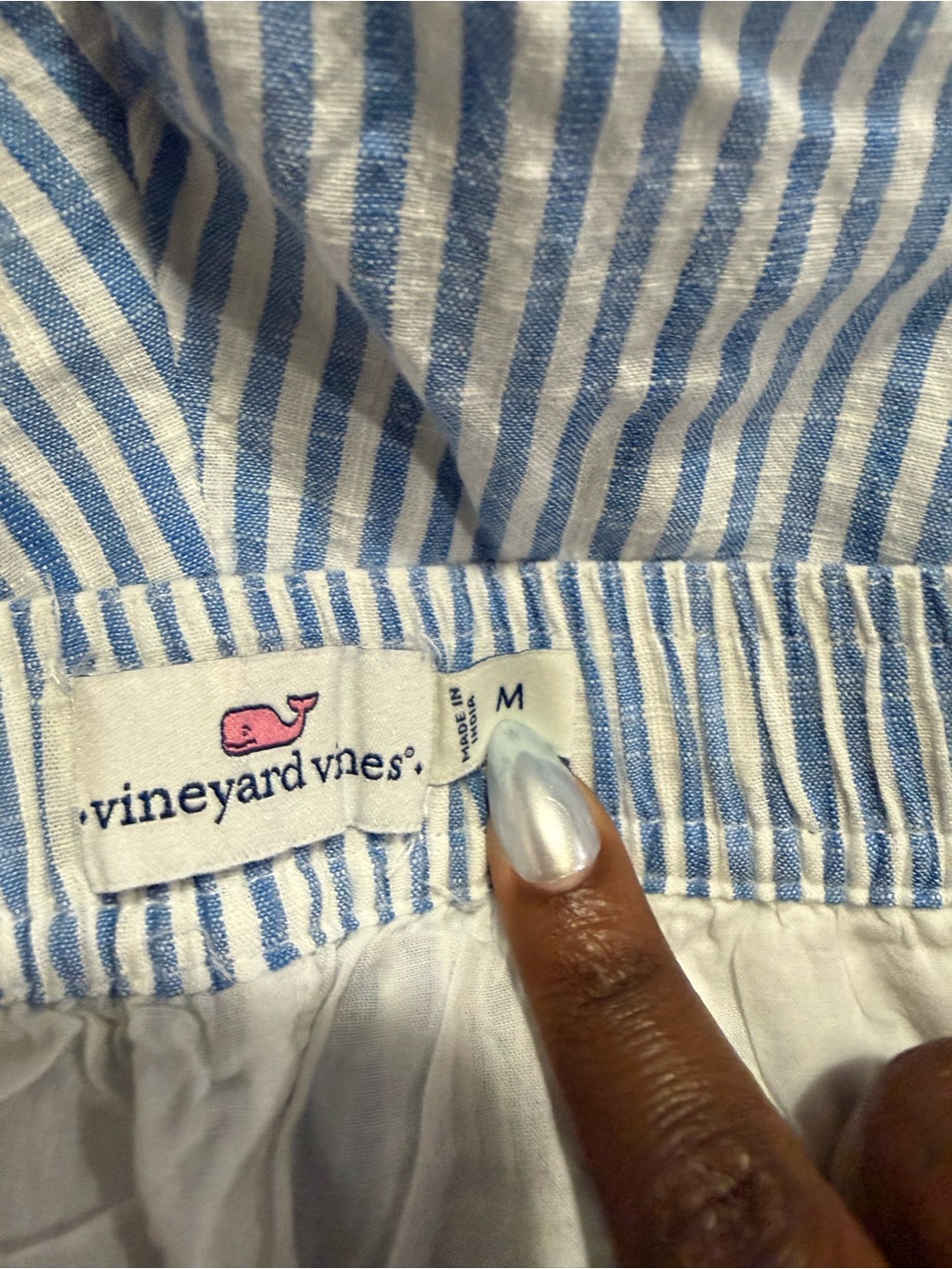 Vineyard Vines Blue & White Striped Drawstring Athletic Shorts - Picture 4 of 4
